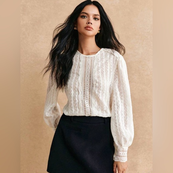 SHEIN Tops - 🤍 Lace Victorian Blouse – Size L